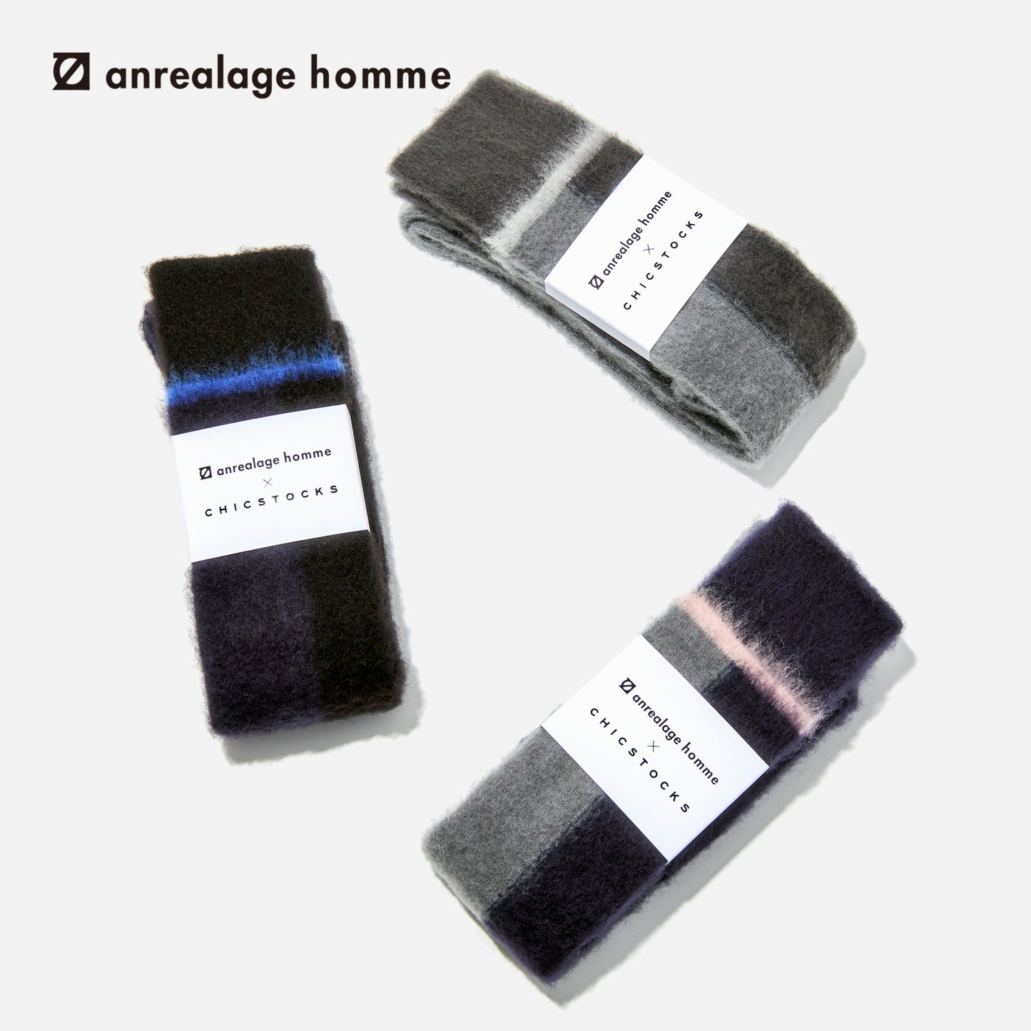 anrealage homme×CHICSTOCKS  パッチワーク モヘアソックス  全3色/25-28cm