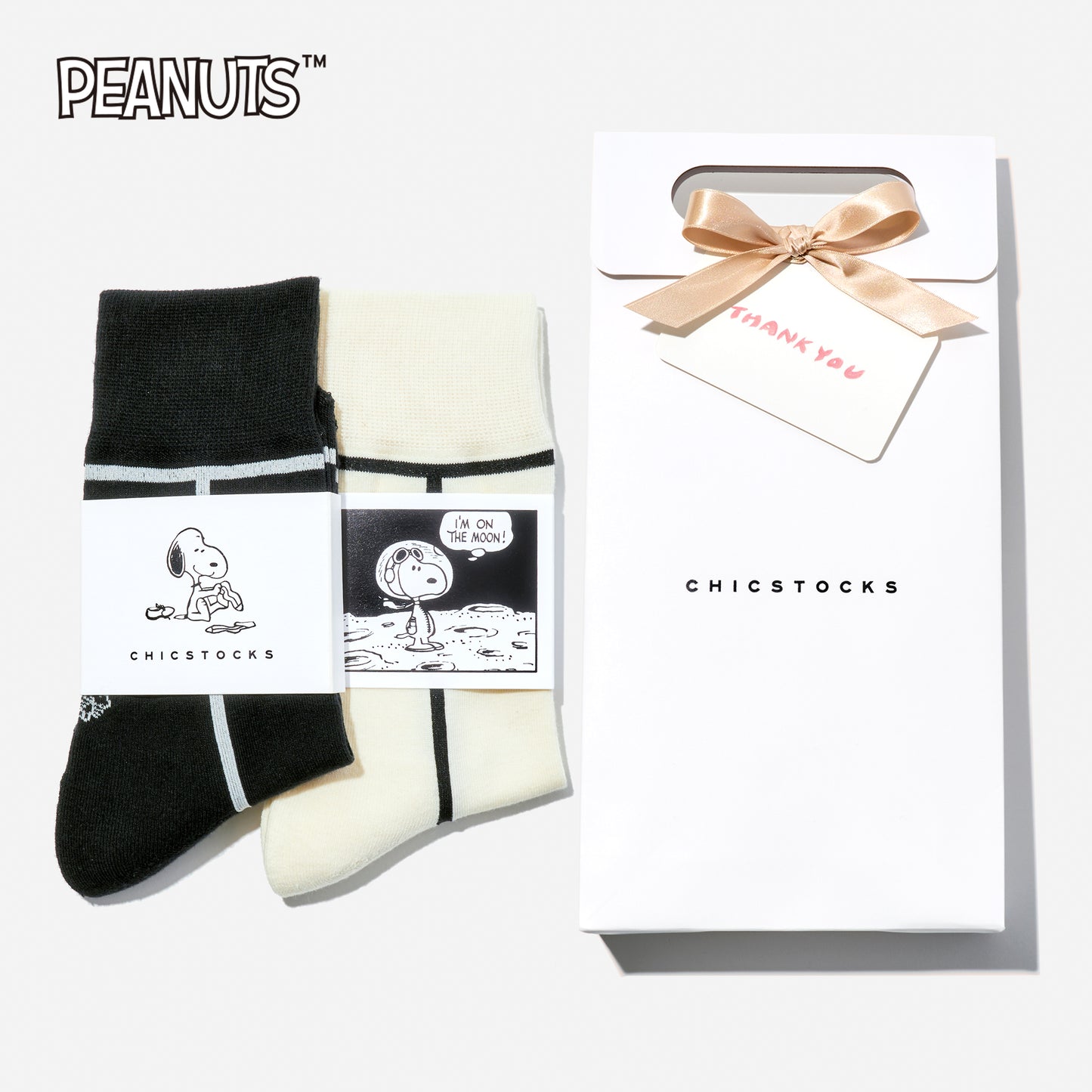 【ホワイトデー】  SNOOPY×CHICSTOCKS  2足ギフトバッグ  全6色