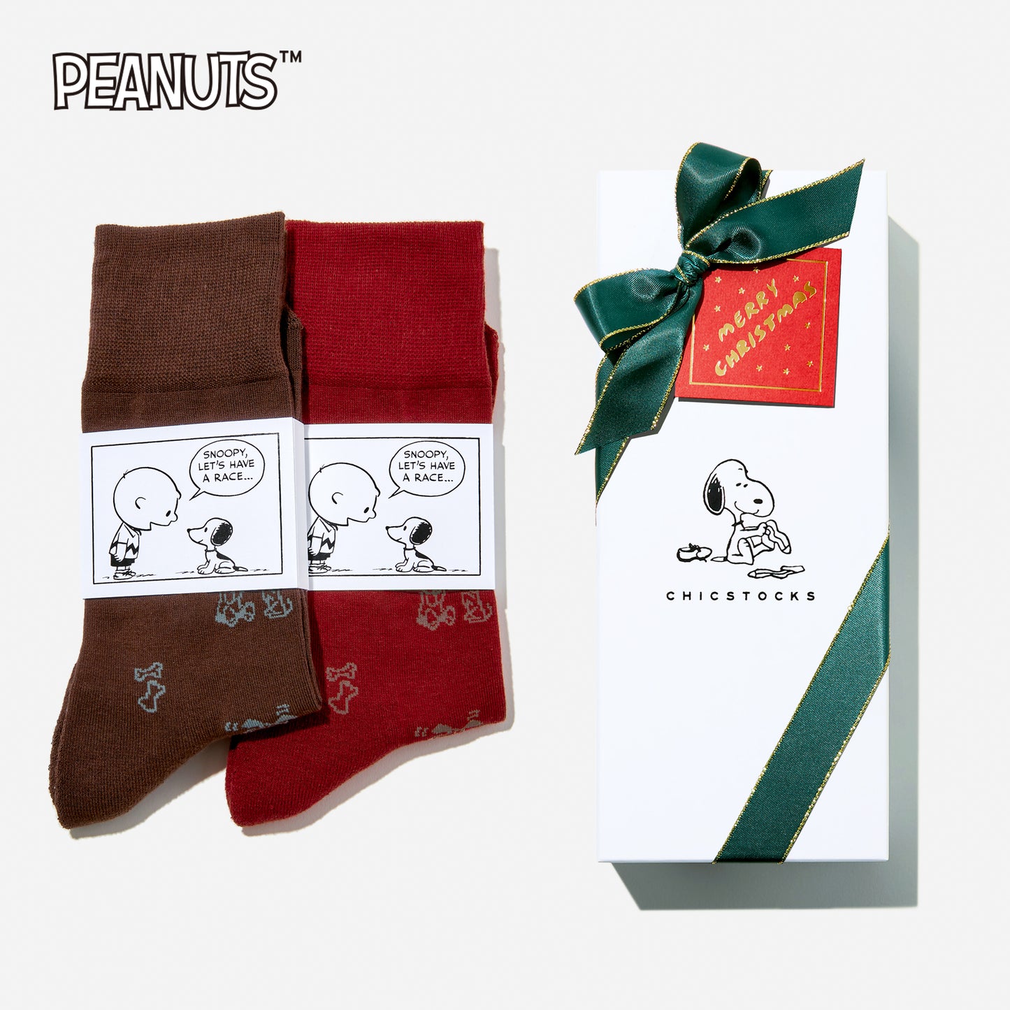 【クリスマス】  SNOOPY×CHICSTOCKS  2足ギフトセット  全8色