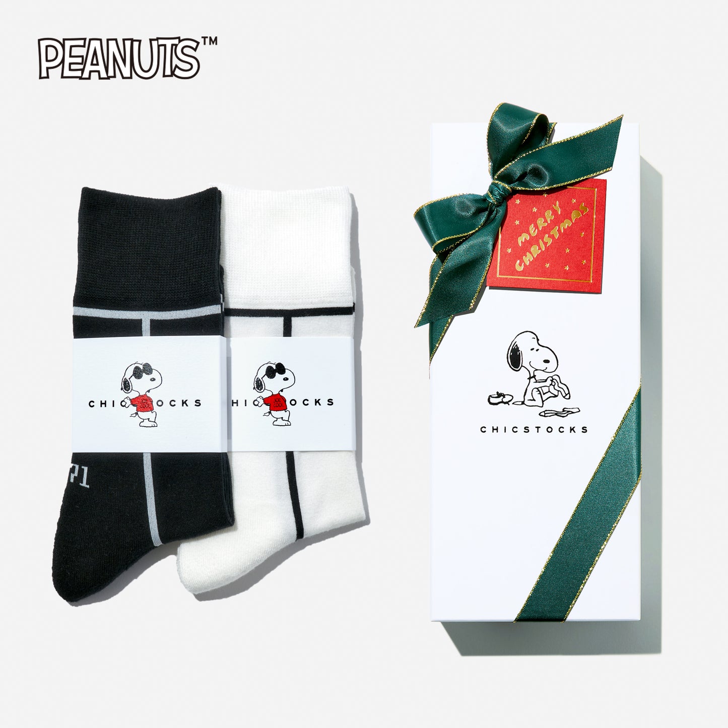 【クリスマス】  SNOOPY×CHICSTOCKS  2足ギフトセット  全8色