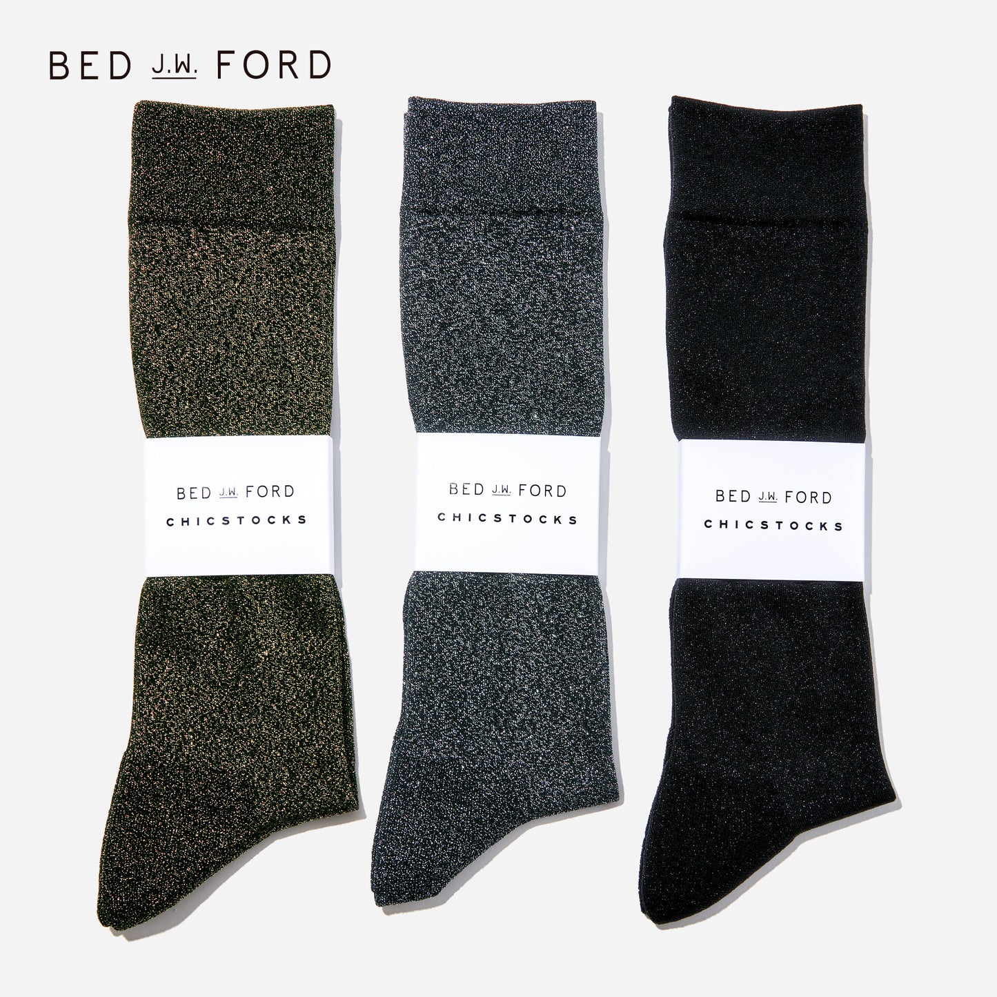 BED j.w. FORD×CHICSTOCKS  グリッターソックス  全3色/26-28cm