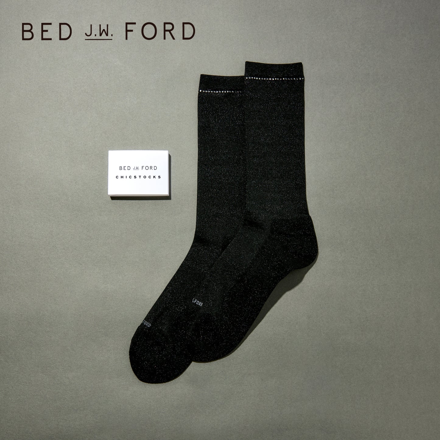 BED j.w. FORD×CHICSTOCKS  ラインストーンラメソックス  26-28cm